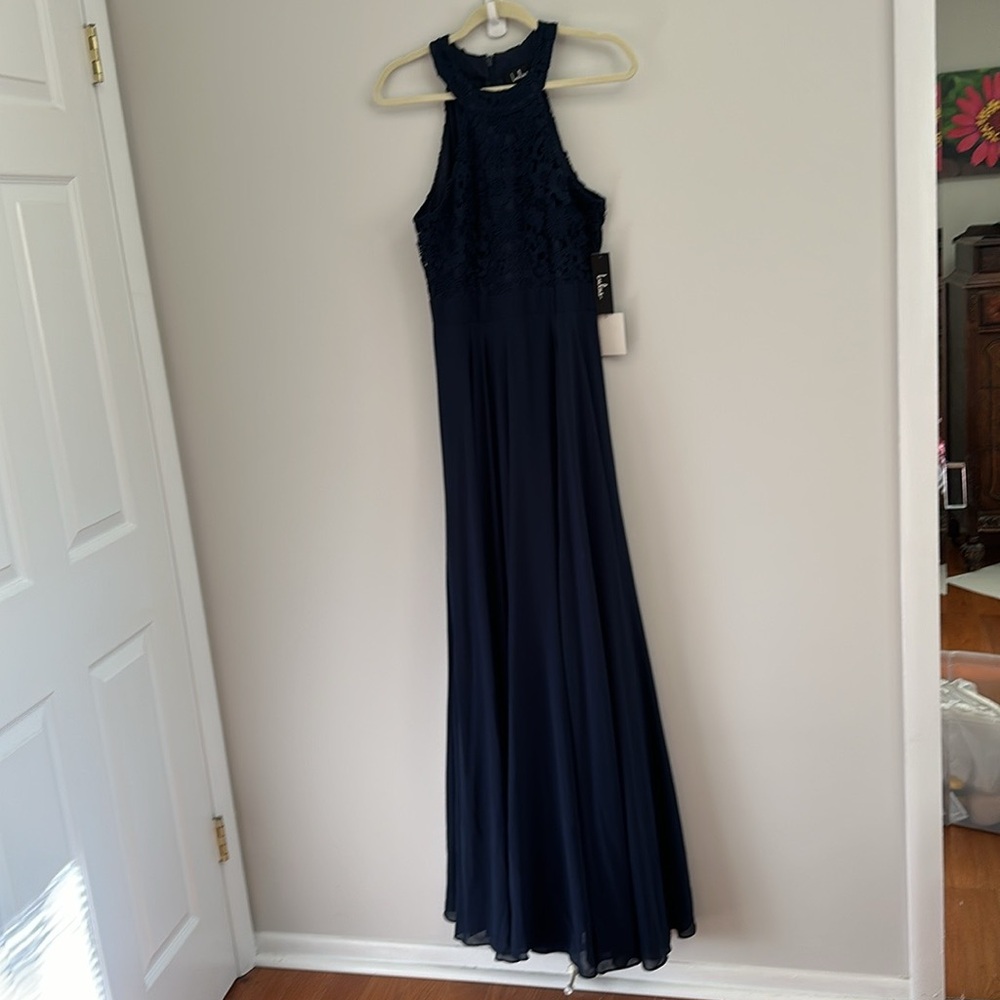 Women’s Lulus Halter Formal Dress Navy Medium New with tags